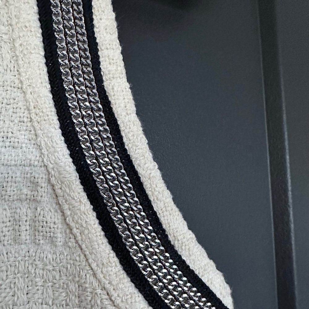🤍⛓️ NWT The Kooples Ivory Chain Trim Textured Mini Dress | Cotton Blend $325! - Picture 7 of 10